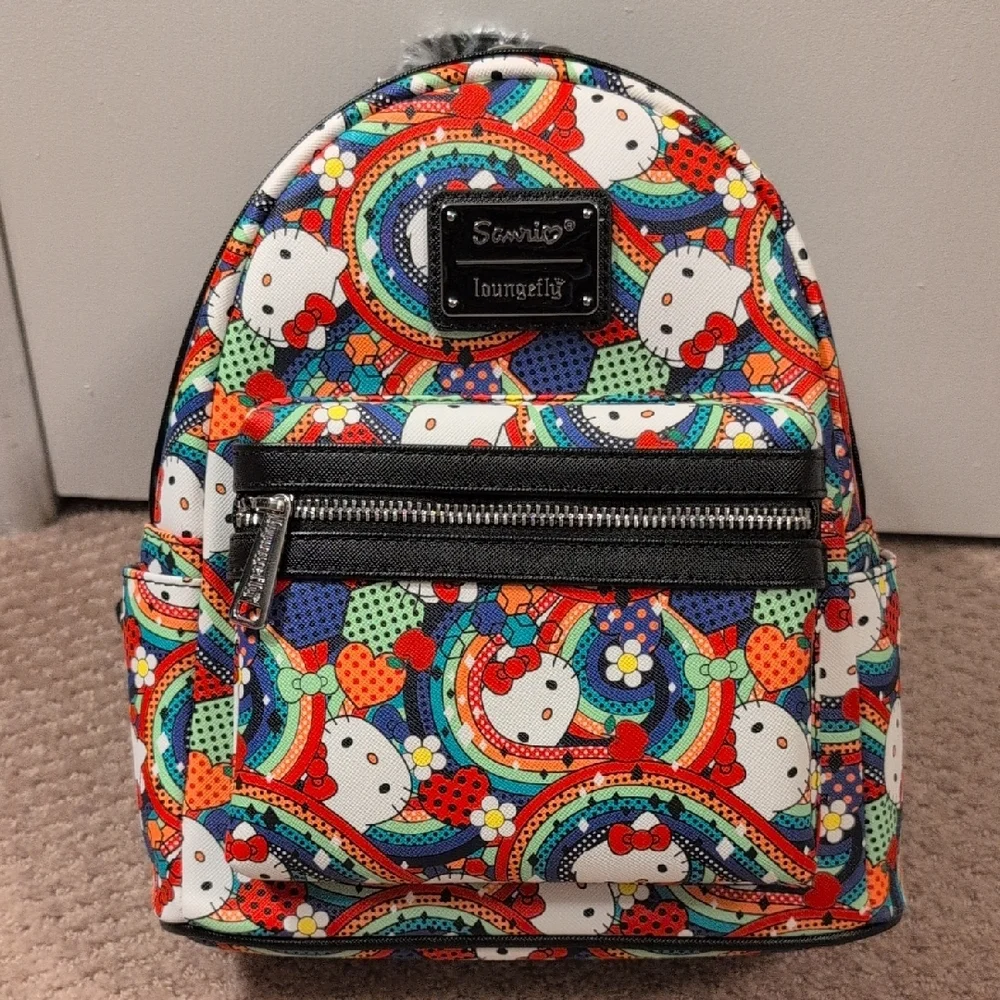 Loungefly Sanrio Hello Kitty All Over Print Multicolor Mini Backpack NWT